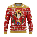 Monkey D Luffy Ugly Sweater – One Piece Anime Gift for Fans!