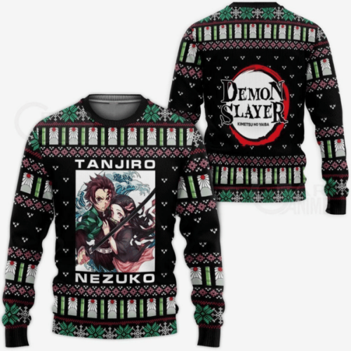 Demon Slayer Kimetsu No Yaiba Anime Kamado Tanjiro Nezuko Ugly Sweater – Perfect Gift for Fans!
