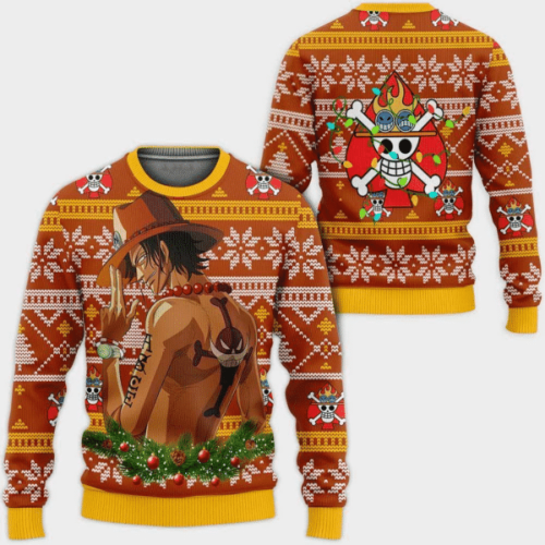 Unique One Piece Anime Portgas Ace 58 Ugly Sweater Gifts – Perfect for Fans!