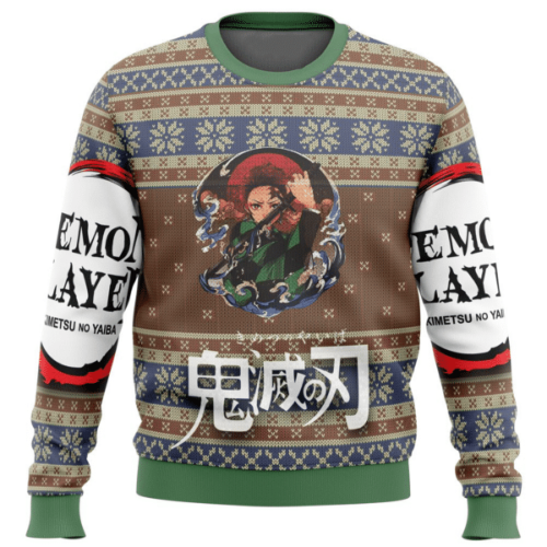 Shop Demon Slayer Tanjiro Ugly Sweater – Perfect Anime Gift for Fans!