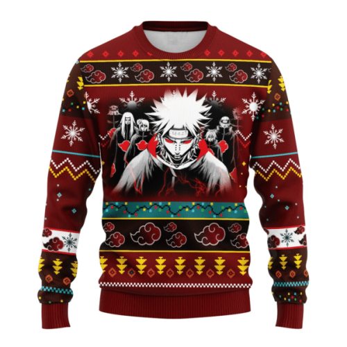 Get Festive with Akatsuki Naruto Anime Ugly Sweater – Ideal Gift for Fans