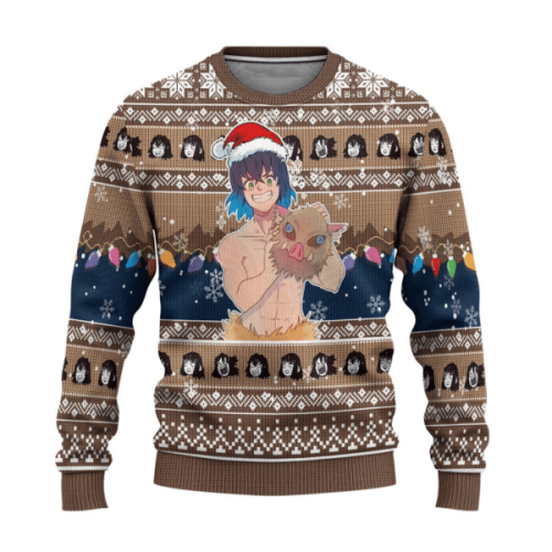 Demon Slayer Anime Hashibira Inosuke Ugly Sweater – Perfect Gift for Fans!