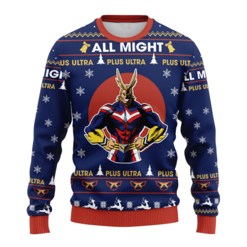 My Hero Academia Anime All Might 3 Ugly Sweater Gifts – Perfect Fan Gift for Anime Lovers!