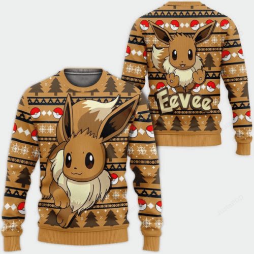 Pokemon Anime Eevee 1 Ugly Sweater – Perfect Gift for Pokemon Fans!