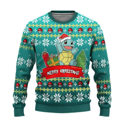 Pokemon Anime Squirtle 22 Ugly Sweater – Perfect Gift for Pokemon Fans!