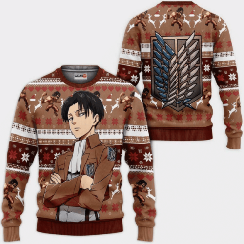 Get Your Attack On Titan Anime Levi Ackerman Ugly Sweater – Perfect Gift for Fans!