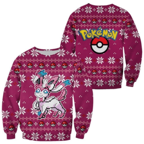 Pokemon Anime Sylveon 46 Ugly Sweater – Perfect Gift for Pokemon Fans!