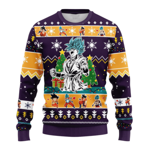 Dragon Ball Anime Goku Blue 1 Ugly Sweater Gifts, Dragon Ball Anime Gift Fan Ugly Sweater