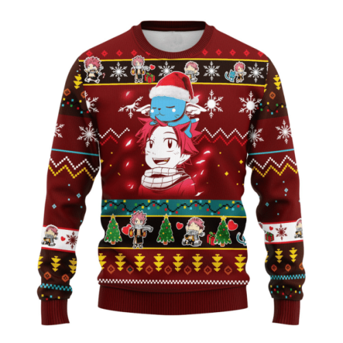Get Festive with Fairy Tail Anime Natsu Ugly Sweater Gifts!
