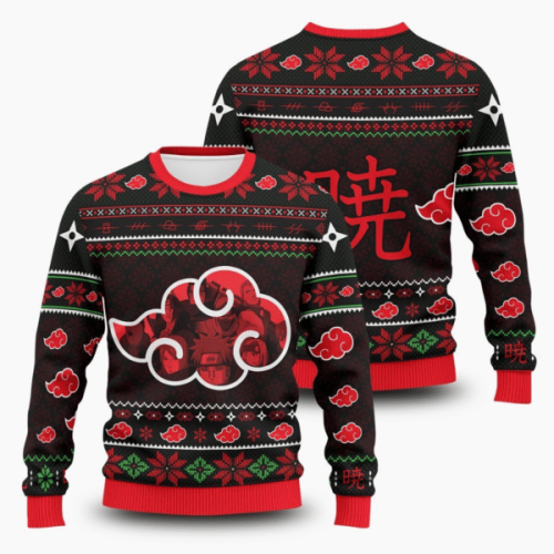 Get Festive with Akatsuki Naruto Anime 8 Ugly Sweater Gifts – Perfect for the Ultimate Fan!