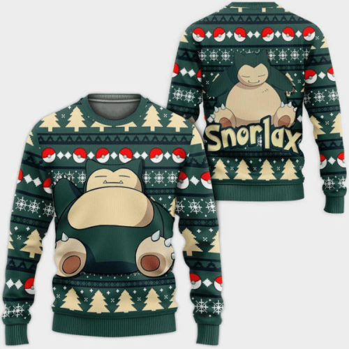 Pokemon Anime Snorlax 42 Ugly Sweater: Perfect Gift for Pokemon Fans!