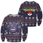 Pokemon Anime Gengar Ugly Sweater – Perfect Gift for Pokemon Fans!