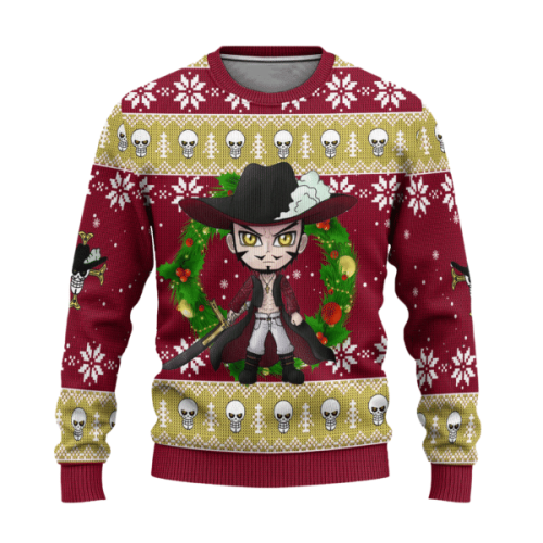 One Piece Anime Dracule Mihawk Ugly Sweater: Perfect Gift for Fans