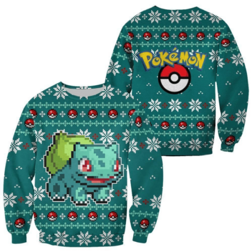 Pokemon Anime Bulbasaur 62 Ugly Sweater – Perfect Gift for Pokemon Fans!