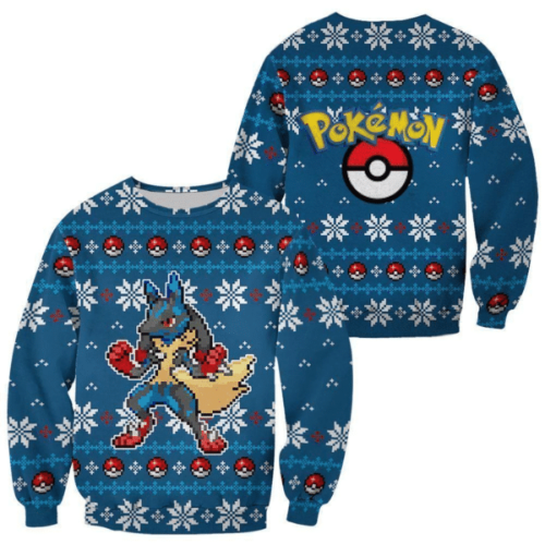 Pokemon Anime Lucario 41 Ugly Sweater Gifts – Perfect Pokemon Fan Ugly Sweater