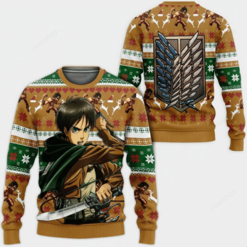 Attack On Titan Eren Yeager Ugly Sweater – Perfect Anime Gift for Fans!