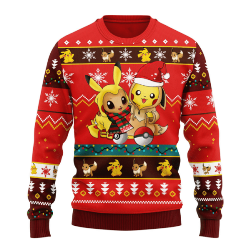 Pokemon Anime Pikachu 34 Ugly Sweater Gifts – Perfect Pokemon Fan Ugly Sweater
