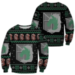 Attack On Titan Anime Military Badged Ugly Sweater – Perfect Gift for Fans!