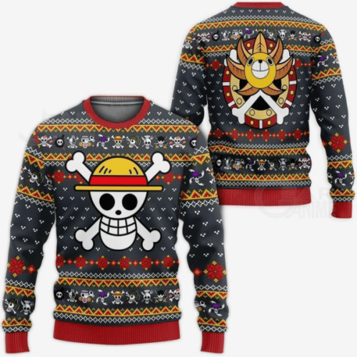Shop the One Piece Anime Straw Hat Pirate Ugly Sweater – Perfect Gift for Fans!