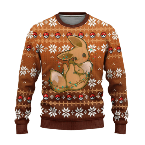 Pokemon Anime Eevee 59 Ugly Sweater Gifts – Perfect Pokemon Anime Fan Ugly Sweater for Pokemon Lovers!