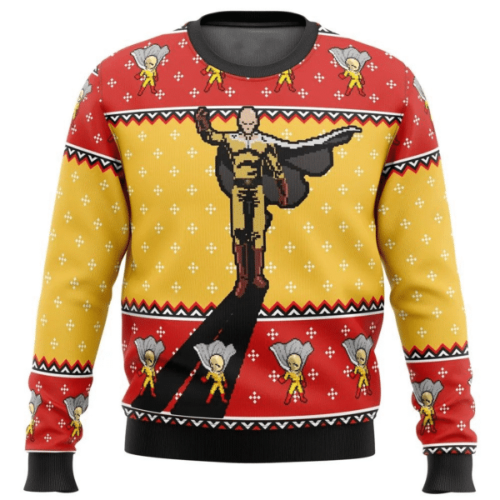 Saitama 3 Ugly Sweater Gifts: Perfect One Punch Man Anime Fan Ugly Sweater
