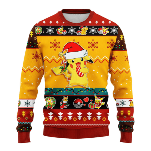 Pokemon Anime Pikachu 4 Ugly Sweater – Perfect Gift for Pokemon Anime Fans!