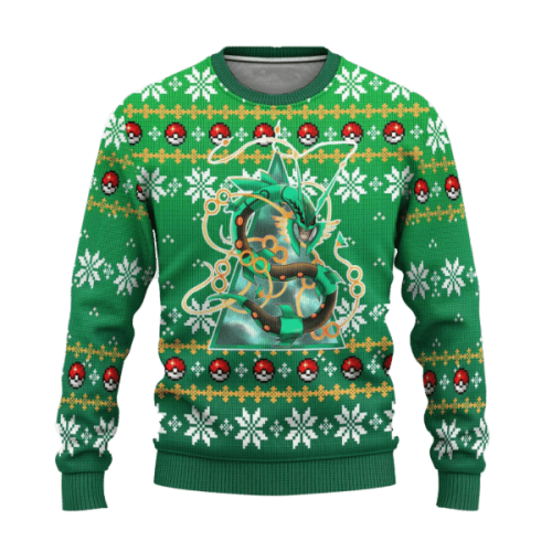 Pokemon Anime Rayquaza 48 Ugly Sweater Gifts: Perfect Pokemon Fan Ugly Sweater!