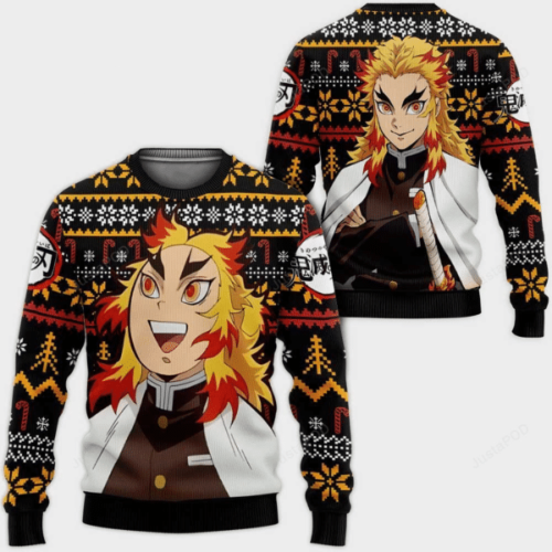 Rengoku Kyoujurou Ugly Sweater – Perfect Demon Slayer Anime Gift