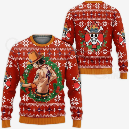 Get Cozy with Portgas Ace Ugly Sweater – Perfect One Piece Anime Gift!