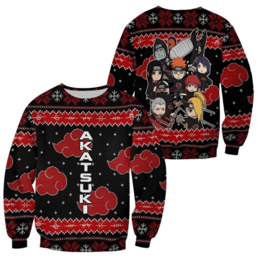 Get Festive with Akatsuki Naruto Anime Ugly Sweater – Perfect Gift for Fans!
