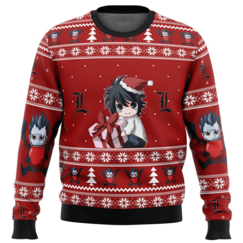 Chibi L 2 Ugly Sweater – Perfect Death Note Anime Gift for Fans!