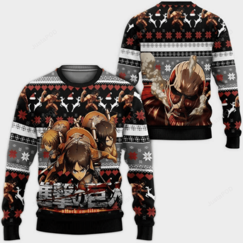 Attack On Titan AOT Squad Ugly Sweater – Perfect Anime Gift for Fans