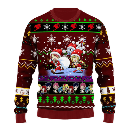 Fairy Tail Anime Chibi Christmas 16 Ugly Sweater Gifts – Perfect Gift for Fairy Tail Anime Fans