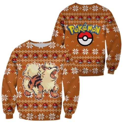 Pokemon Anime Arcanine Ugly Sweater – Perfect Gift for Pokemon Fans!