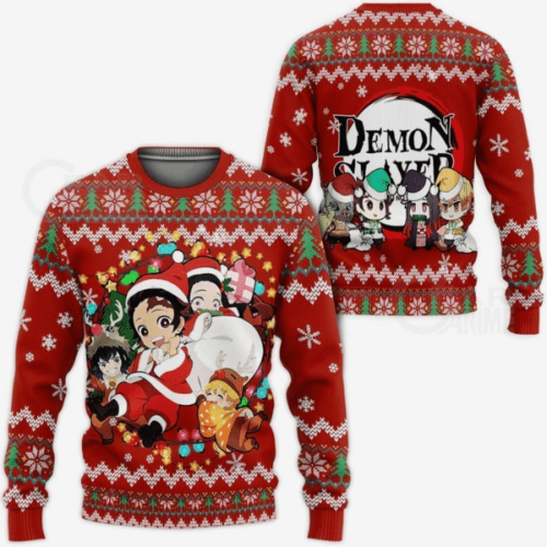 Get Festive with Demon Slayer Kimetsu No Yaiba Anime 44 Ugly Sweater Gifts – Perfect for Fans!