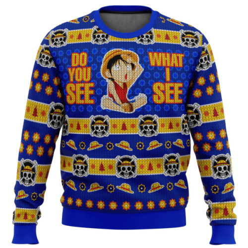 Monkey D Luffy Ugly Sweater – One Piece Anime Gift for Fans