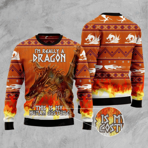 I’m Really A Dragon Ugly Christmas Sweater, I’m Really A Dragon 3D All Over Printed Sweater