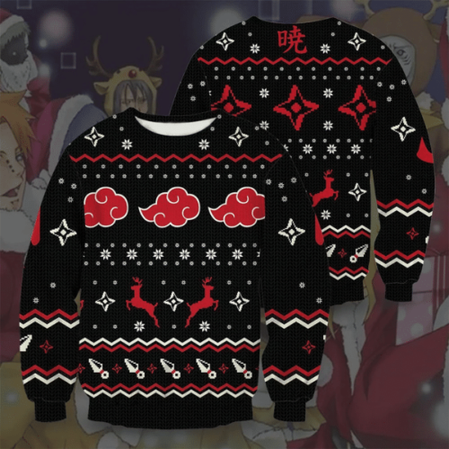 Shop the Akatsuki Naruto Anime Ugly Sweater – Perfect Gift for Fans
