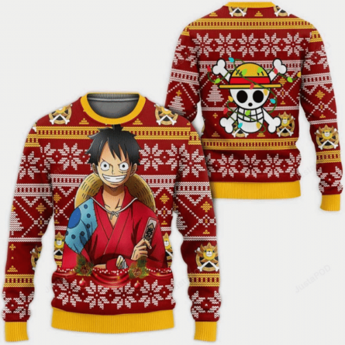 Monkey D Luffy Ugly Sweater: Unique One Piece Anime Gift for Fans