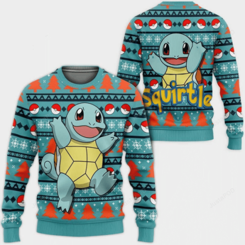 Pokemon Anime Squirtle 3 Ugly Sweater – Perfect Gift for Pokemon Anime Fans!