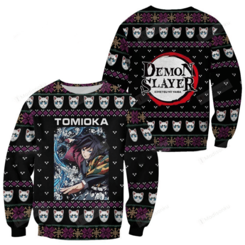 Get Festive with Demon Slayer Giyu Tomioka Ugly Sweater – Perfect Anime Gift for Fans!