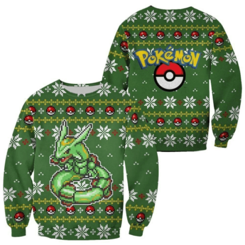 Pokemon Anime Rayquaza Ugly Sweater: Perfect Gift for Pokemon Fans