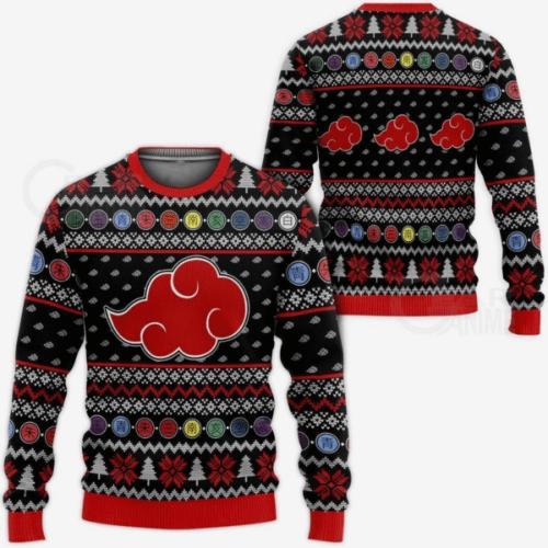Get Stylish with Akatsuki Naruto Anime Ugly Sweater – Perfect Gift for Fans! (#705)