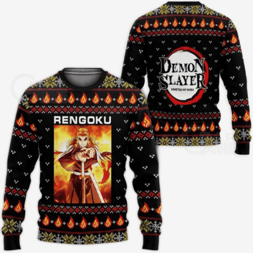 Demon Slayer Rengoku Kyoujurou Ugly Sweater – Perfect Anime Gift for Fans!