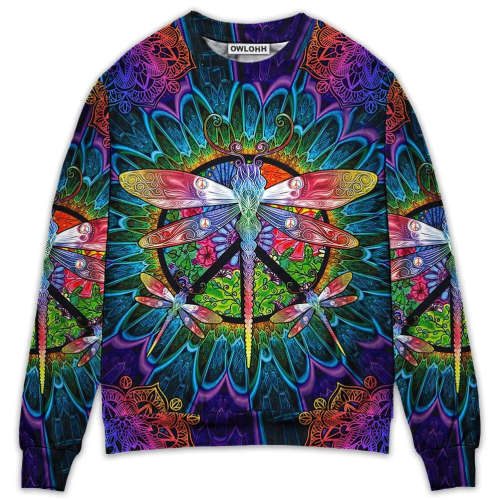Hippie Colorful Dragonfly Mandala Peace Life – Sweater – Ugly Christmas Sweaters 3D AOP Shirt