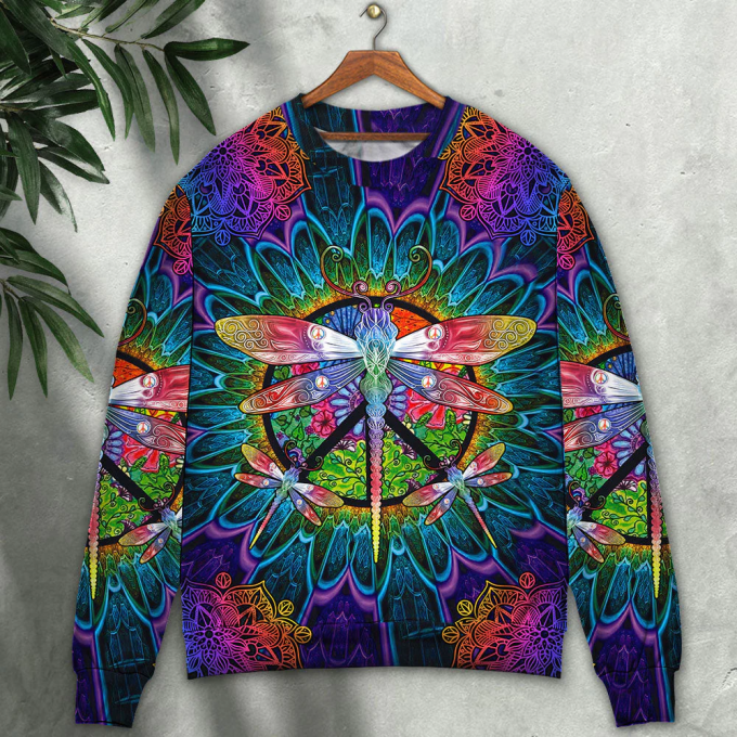Hippie Colorful Dragonfly Mandala Peace Life – Sweater – Ugly Christmas Sweaters 3D AOP Shirt