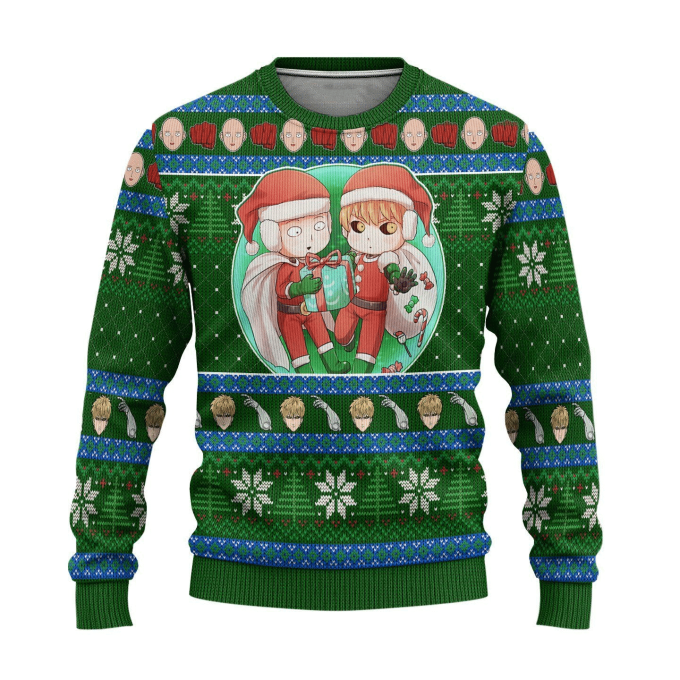 Genos X Saitama Ugly Sweater – Perfect One Punch Man Anime Gift for Fans