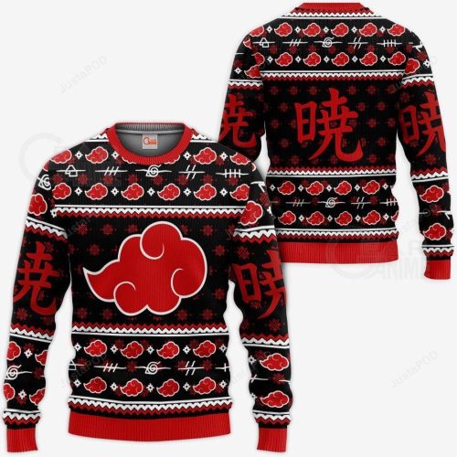 Get Festive with Akatsuki Naruto Anime Ugly Christmas Sweater – Perfect for Anime Fans!