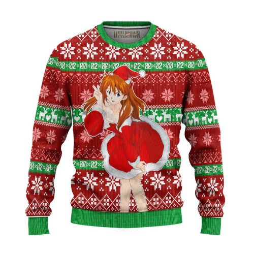 Anime Neon Genesis Evangelion Ugly Christmas Sweater – Asuka Langley Sohryu All Over Print Sweatshirt