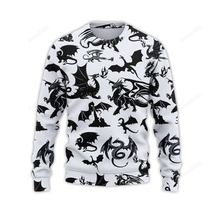 Awesome B&W Dragon Ugly Christmas Sweater